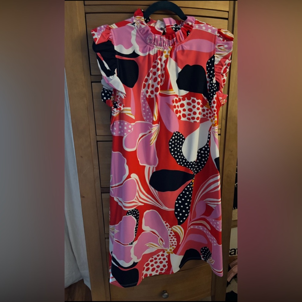 Jude Connally Red and Pink Floral Maxi Dress